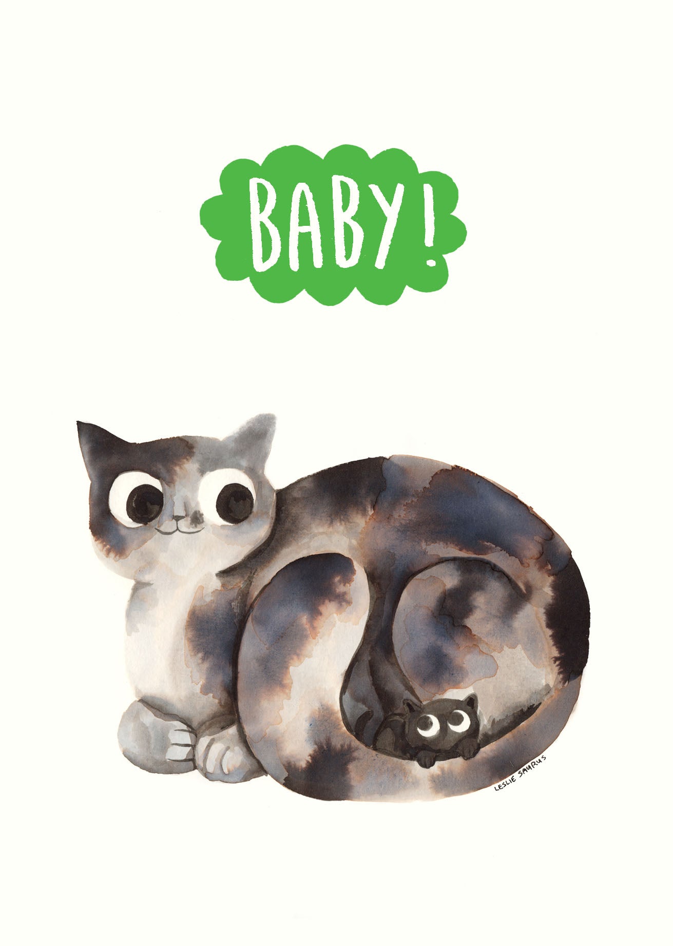 Wenskaart kat - Baby!