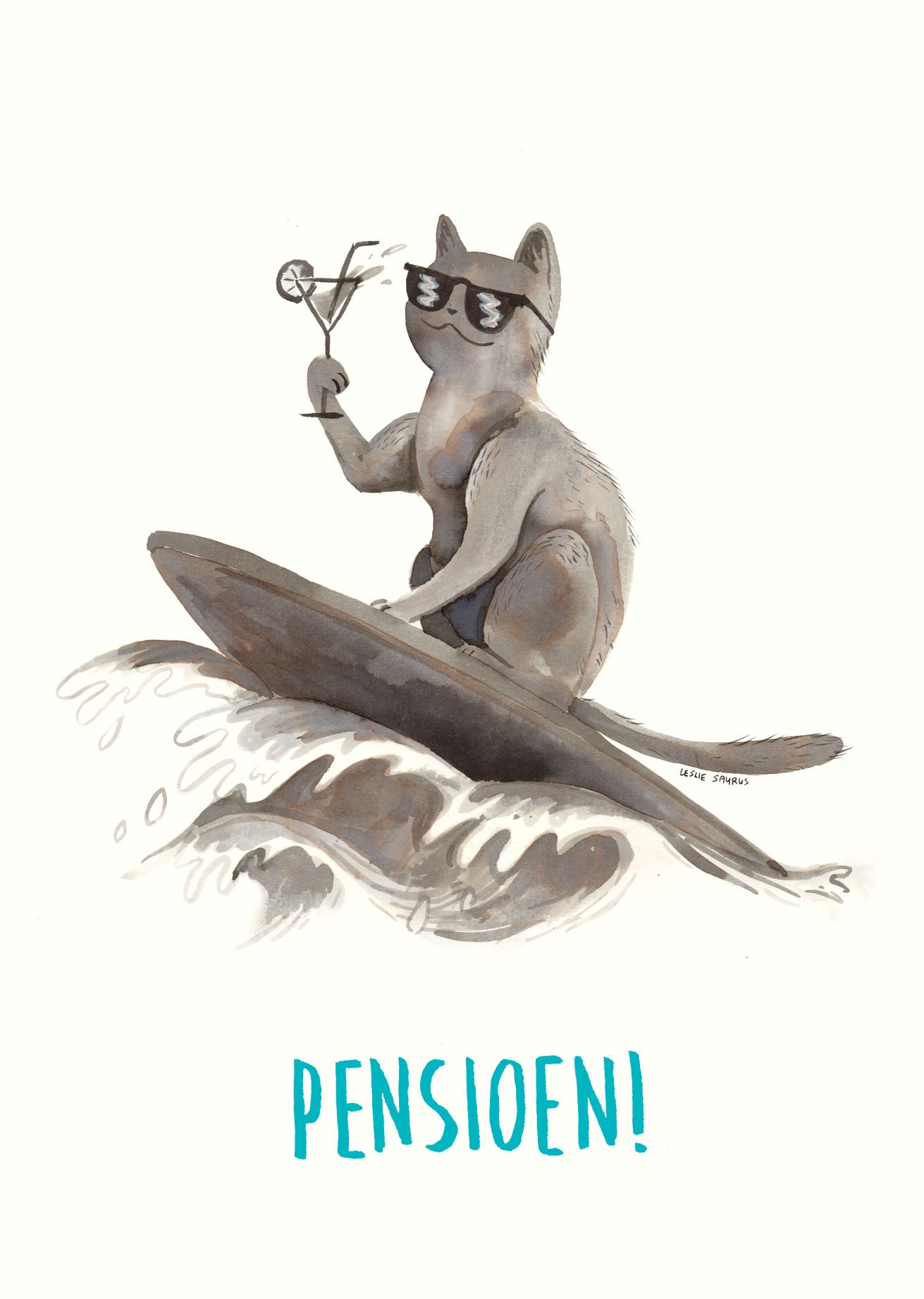 Wenskaart kat - Pensioen!