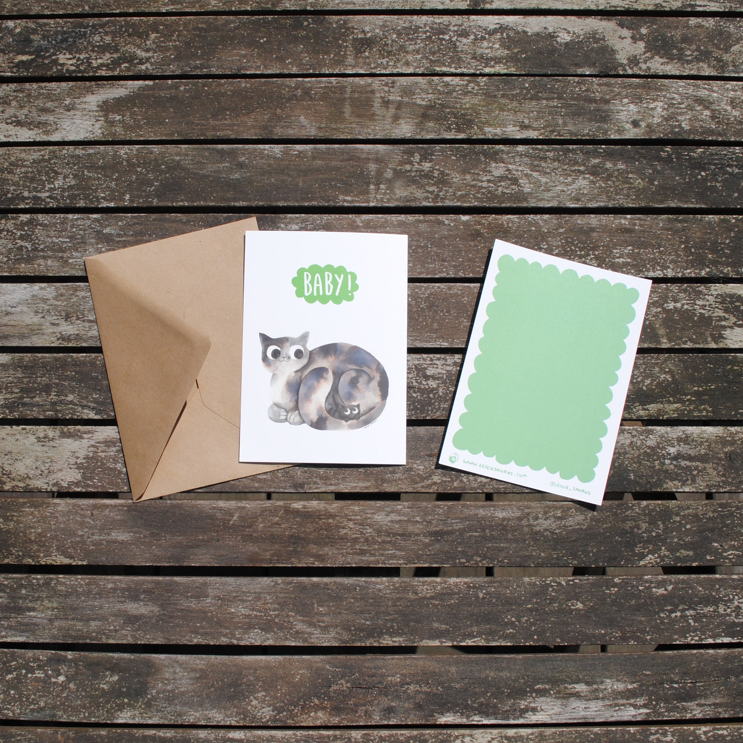 Wenskaart kat - Baby!