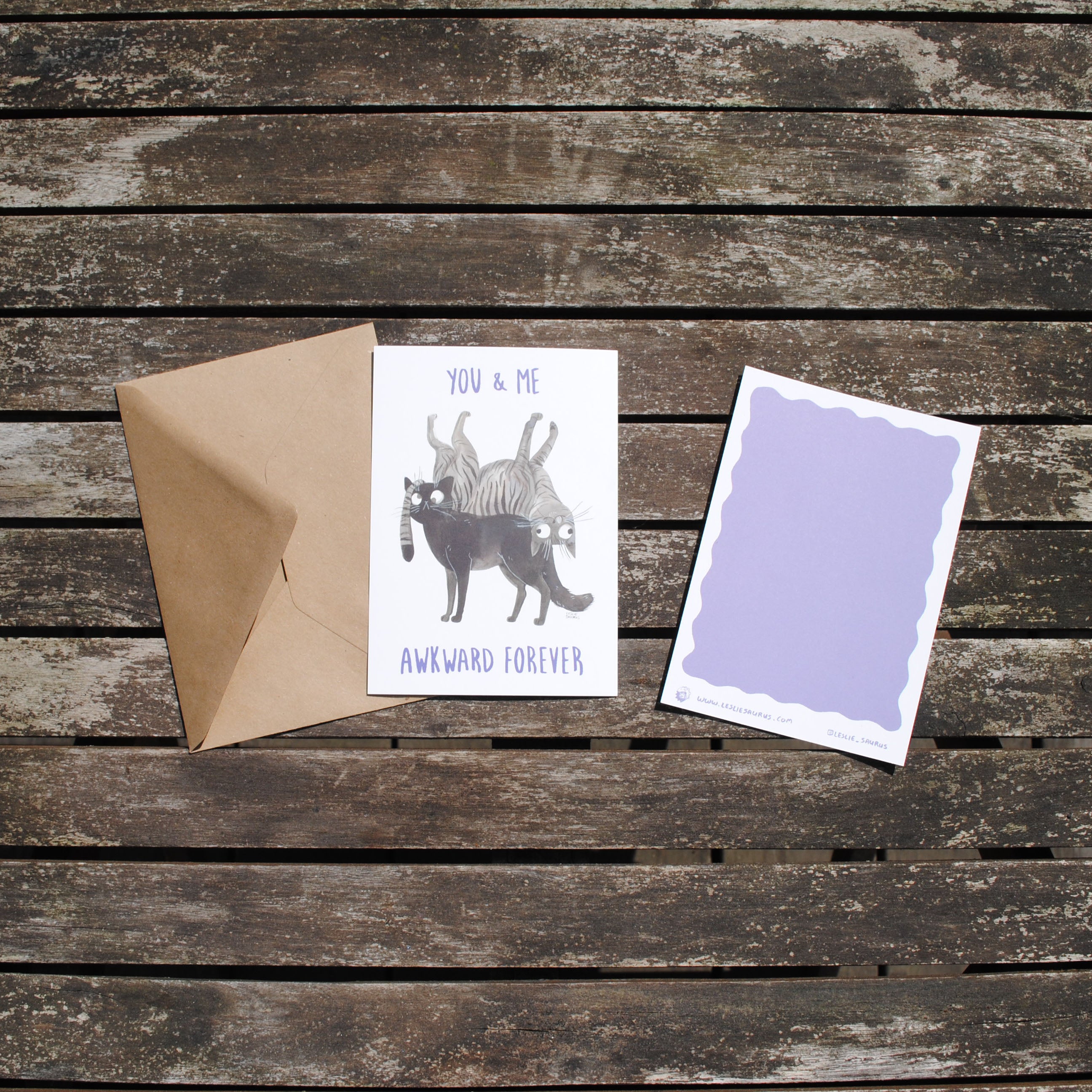 Wenskaart kat - You & me, awkward forever