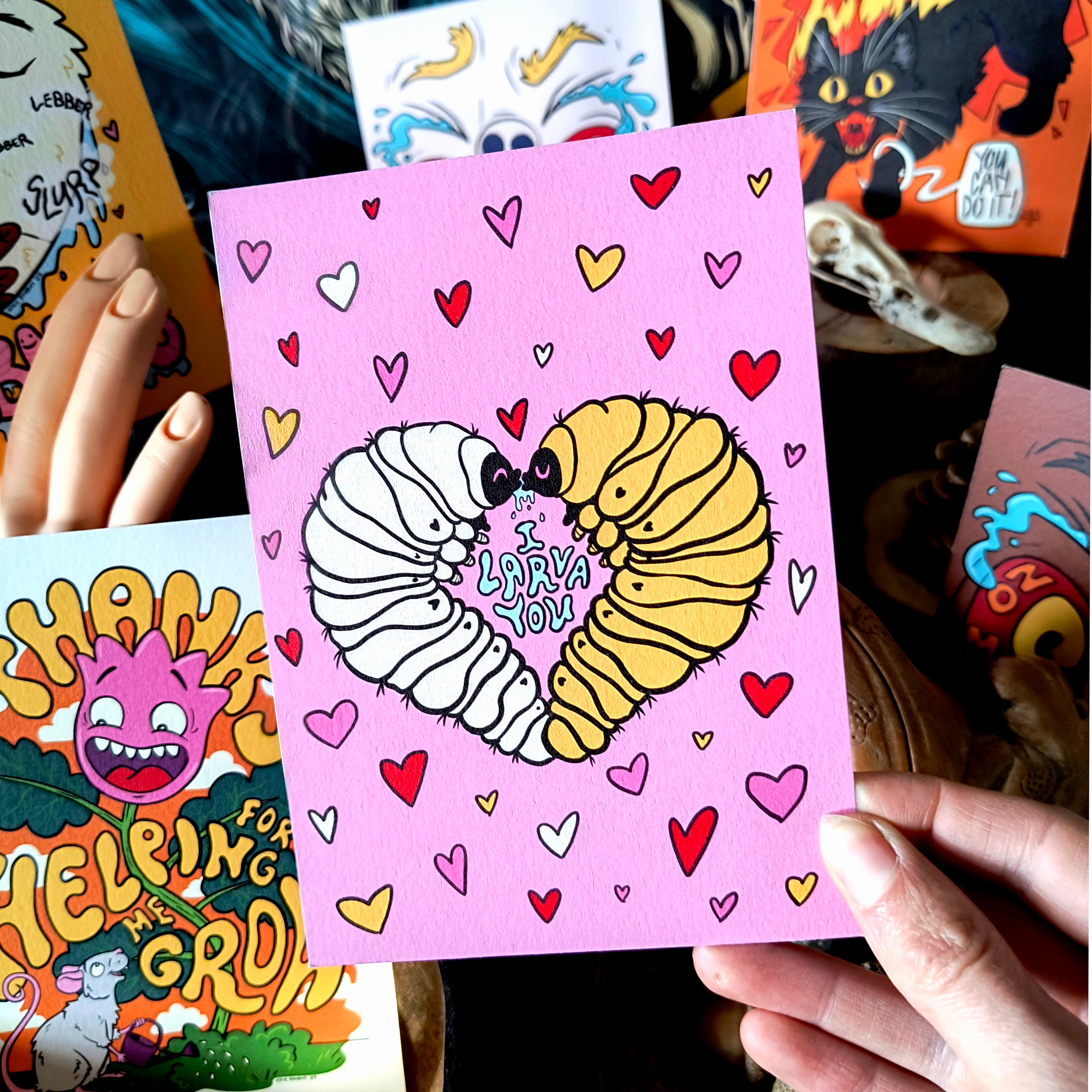 Wenskaart: I larva you