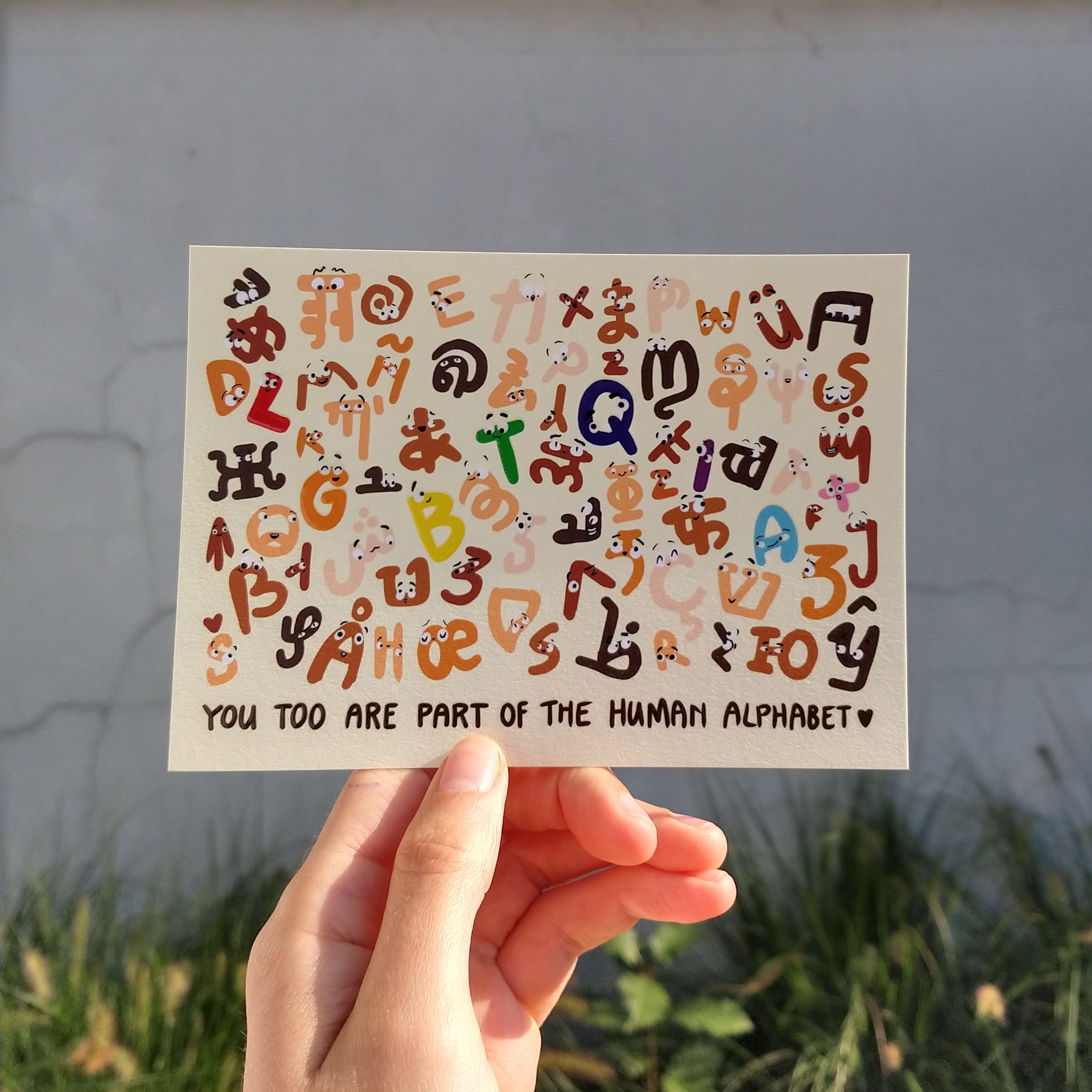 Wenskaart: LSxAut&out - Human Alphabet